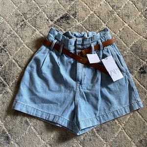 NWT Zara paperbag denim shorts